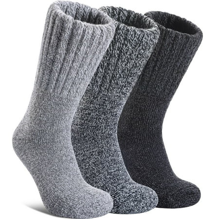 Womens Merino Wool Boot Socks Thermal Thick Winter Warm Cozy Hiking Work Boot Socks Christmas Gift (3 Pairs-White Grey Black) | Walmart (US)