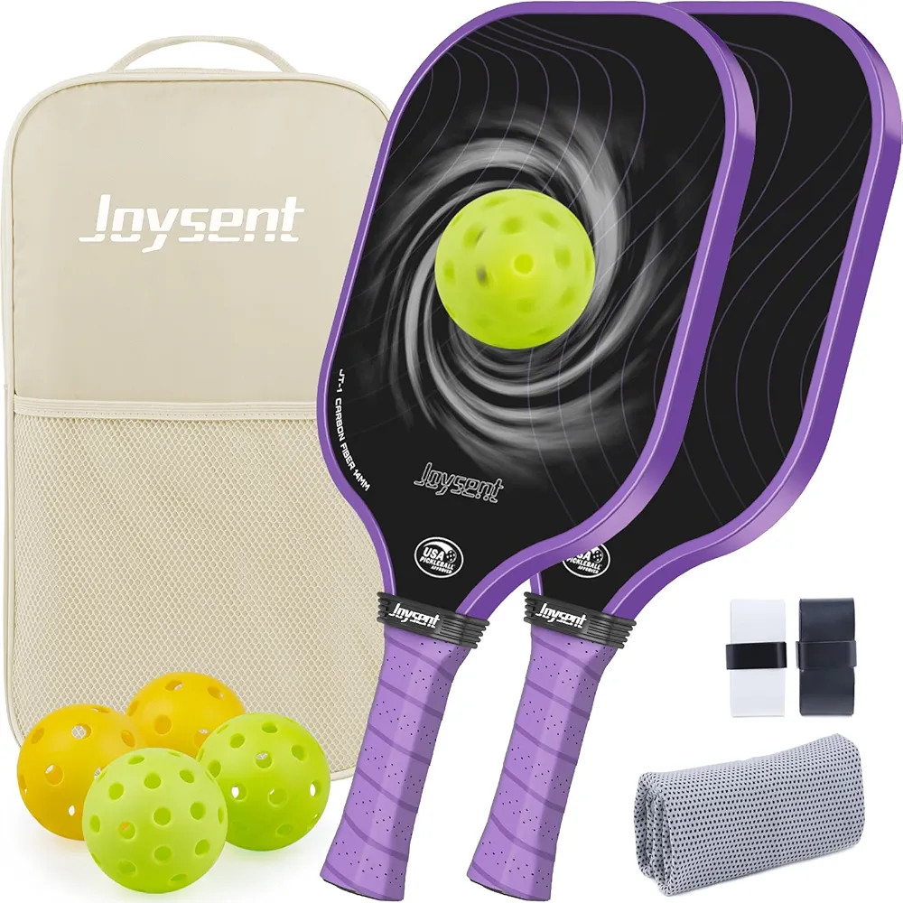 Pickleball Paddles Set of 2 with 4 Balls, USAPA Approved T300 Carbon Fiber Lightweight Pickleball... | Amazon (US)