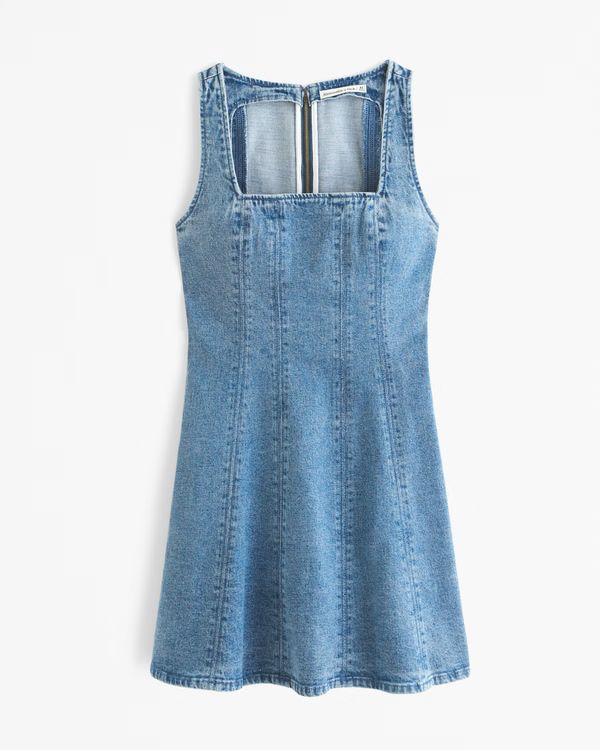 Squareneck Denim Mini Dress | Abercrombie & Fitch (US)