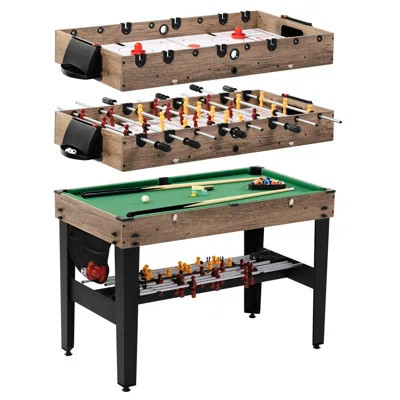 MD Sports 3-in-1 Combo Game Table with Air Hockey, Billiards, and Foosball, Includes Complete Accessories and Space-Saving Design for Game Rooms | Wayfair North America