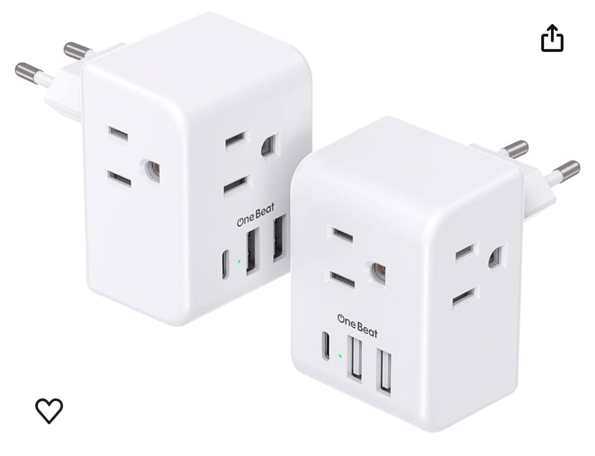 Easy European travel converter adapter with tons of charging stations, 3 outlets, USB, and USBC. Spain, Italy, France, Germany, Switzerland, Amsterdam and more. 2 pack!

#LTKFamily #LTKFindsUnder50 #LTKTravel