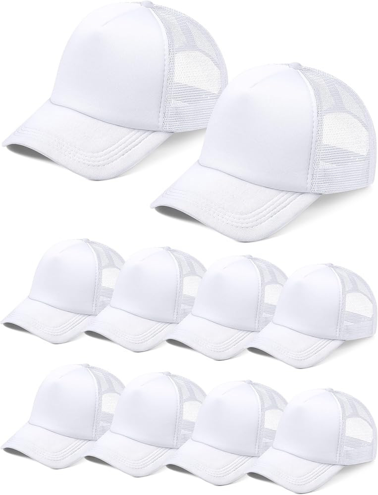 10 Pcs Sublimation Blank Trucker Hats Bulk Mesh Baseball Cap Polyester Mesh Trucker Hat for Men a... | Amazon (US)