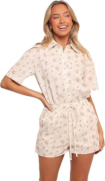 Petal & Pup Women's Calypso-romper-cream-pink-floral | Amazon (US)