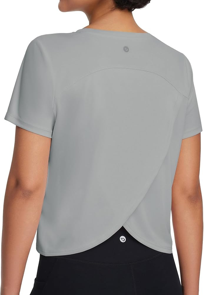 BALEAF Women's Workout Tops Athletic Shirts Cropped Short Sleeve Split Back Running Gym Quick Dry... | Amazon (US)