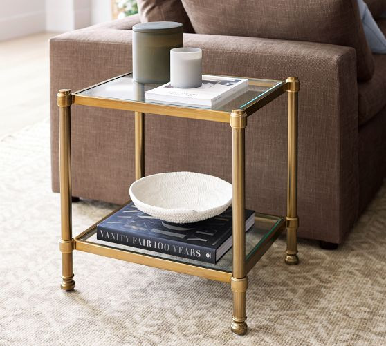 Everson Rectangular Glass Side Table (22.5") | Pottery Barn (US)