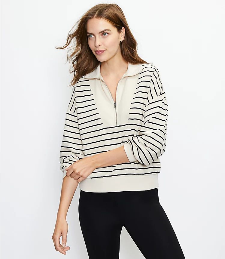 Striped Zip Sweatshirt | LOFT | LOFT