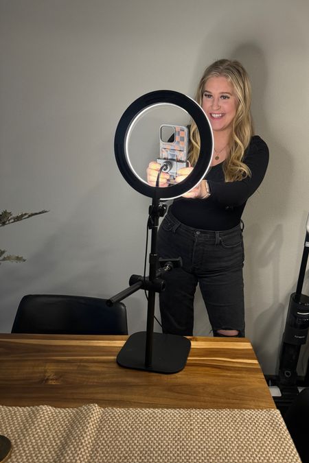 My newest ring light stand for my phone! As a content creator and UGC creator, I’m always looking for the best options, and I love that this one has such a sturdy stand on the bottom AND can film directly down at the table, unlike my other ring light 

#LTKfindsunder50 #LTKbeauty #LTKmidsize