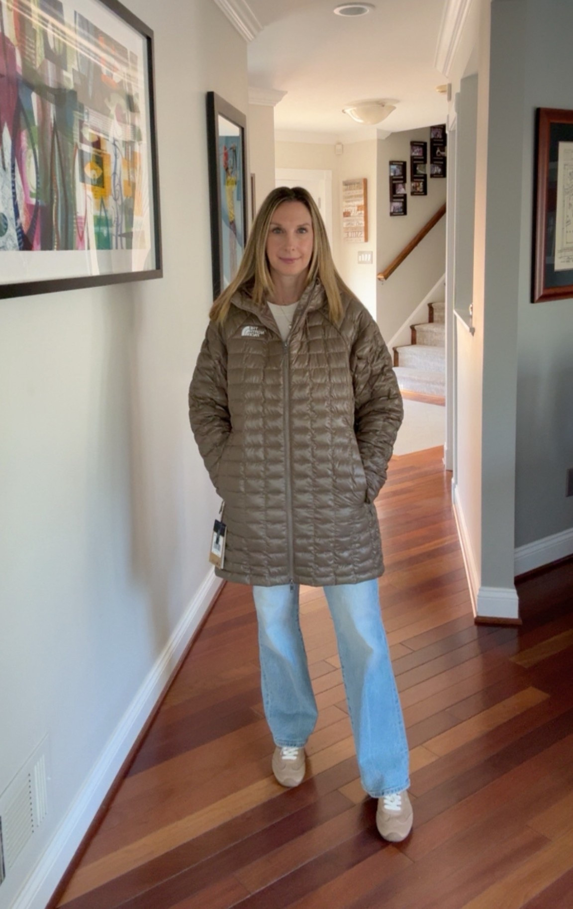 Trying a the North face thermoball jacket - I like the updated version of this jacket! (i have it in black from many years ago). It’s light weight but warm and the hood now has pulls to help it stay on. 
I’m wearing a medium here and may size down. 

#LTKSeasonal #LTKPetite