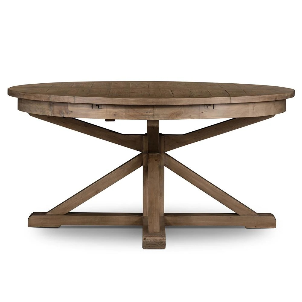 Chabert Industrial Brown Reclaimed Wood Extendable Dining Table - Large - 63-79"W | Kathy Kuo Home