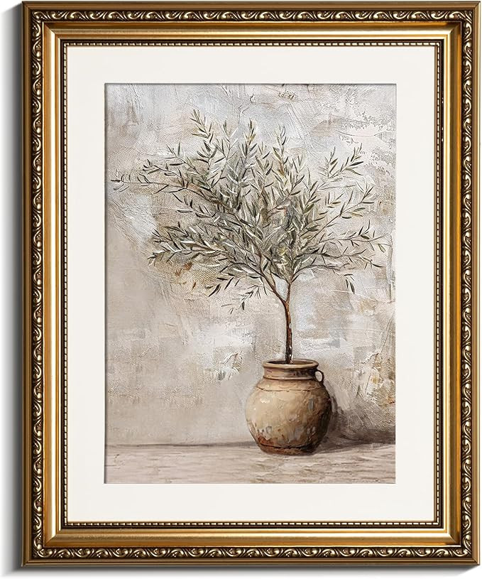 InSimSea Gold Picture Framed Wall Art, Living Room Vintage Olive Tree in Vessel Wall Decor, Still... | Amazon (US)