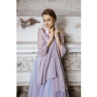 Light Lavender Mohair Silk Shawl, Bridal Beautiful Scarf, Wedding Cape Wrap, Scarves Knit Shrugs | Etsy (US)