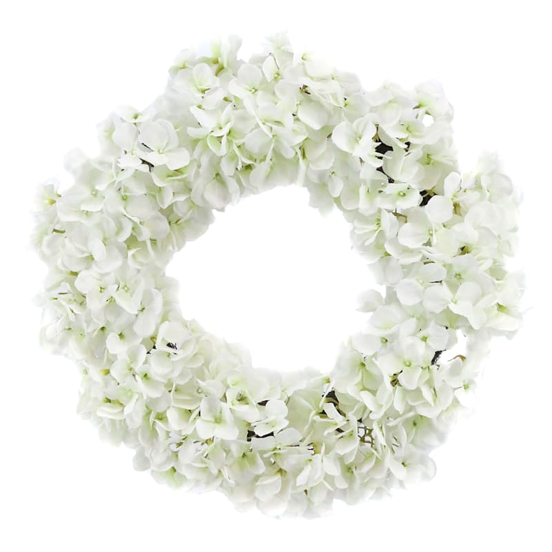 White Hydrangea Floral Wreath, 20" | At Home