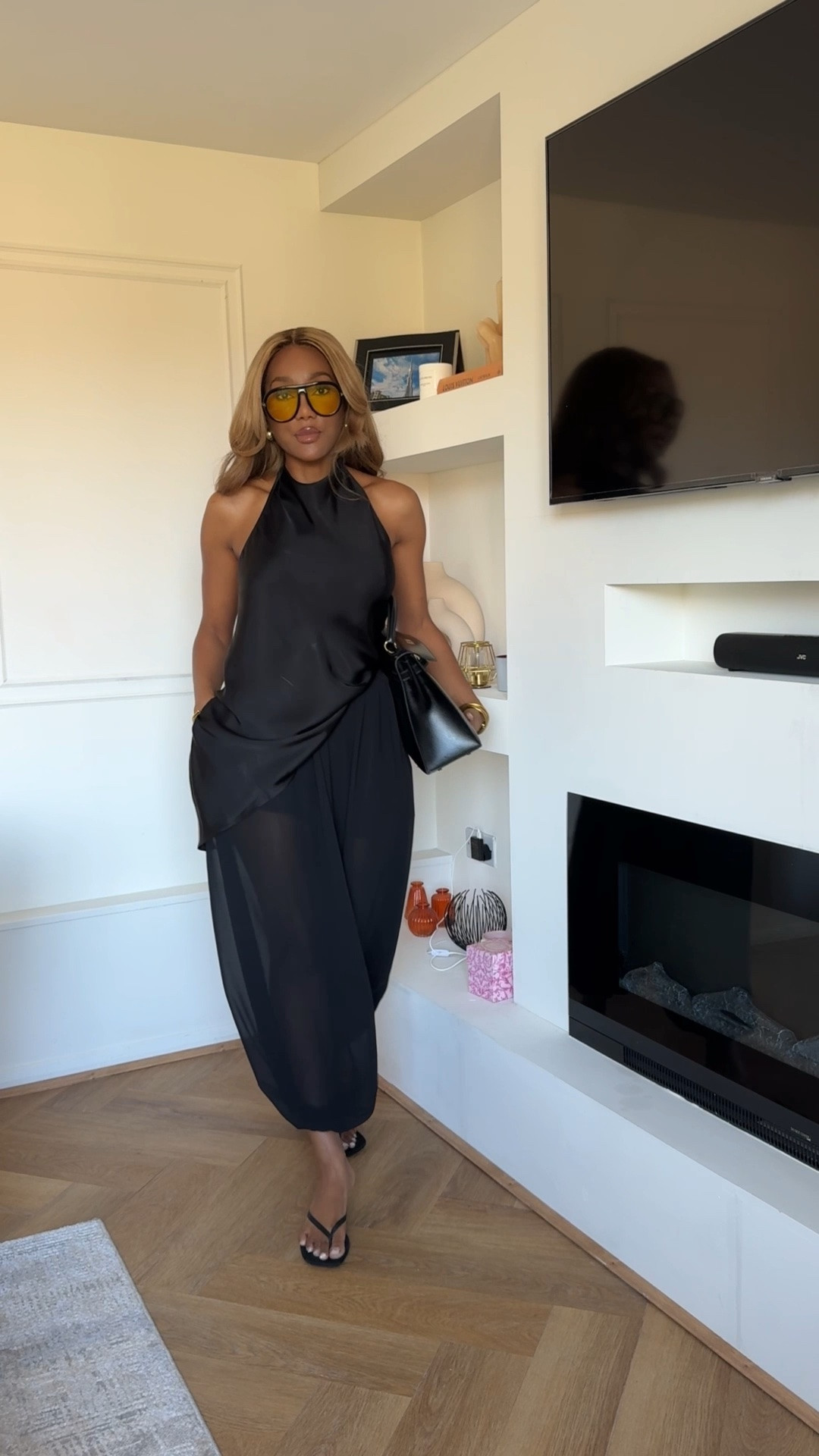 Dinner date OOTN, date night outfit, all black outfit, satin top, sheer trousers, balloon trousers, zara, mango, new look, H&M, river island, the Frankie shop, source unknown, revolve, ASOS, FWRD

#LTKuk #LTKspring #LTKstyletip