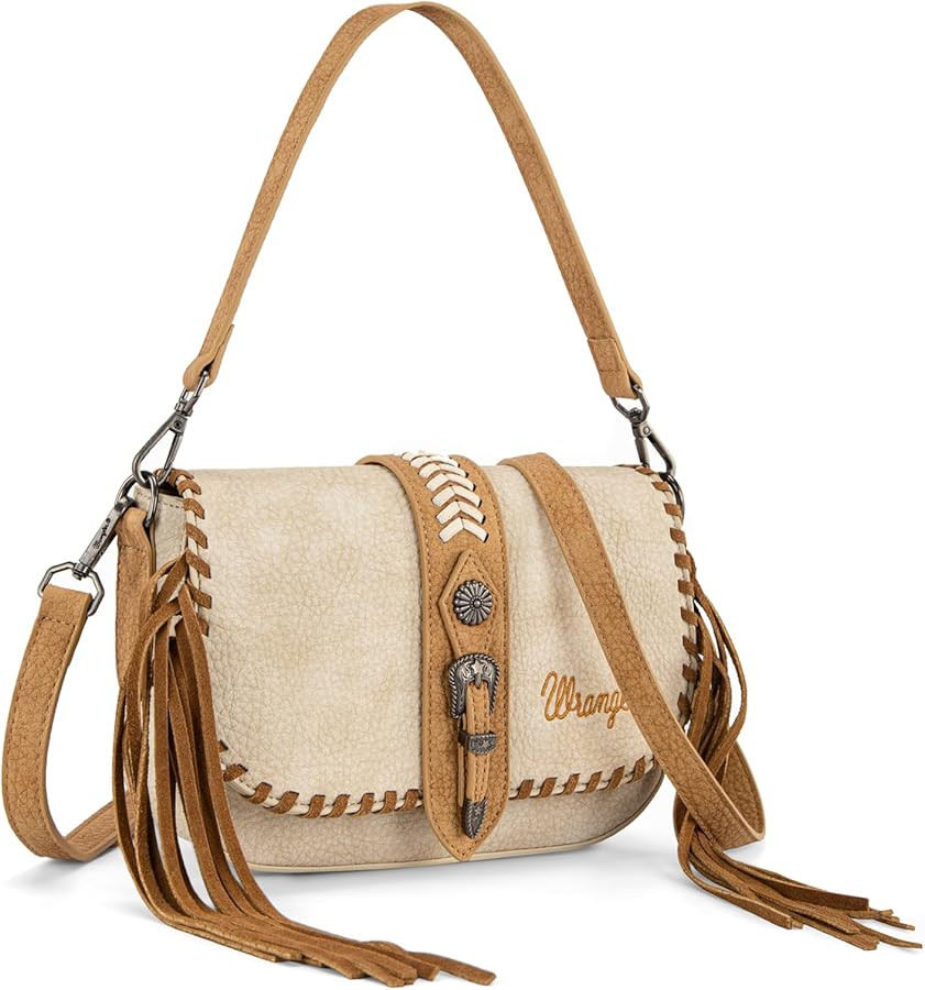 Wrangler Western Hobo Bag for Women Crossbody Bags with Tassels, Braided Trim & Adjustable Strap | Amazon (US)