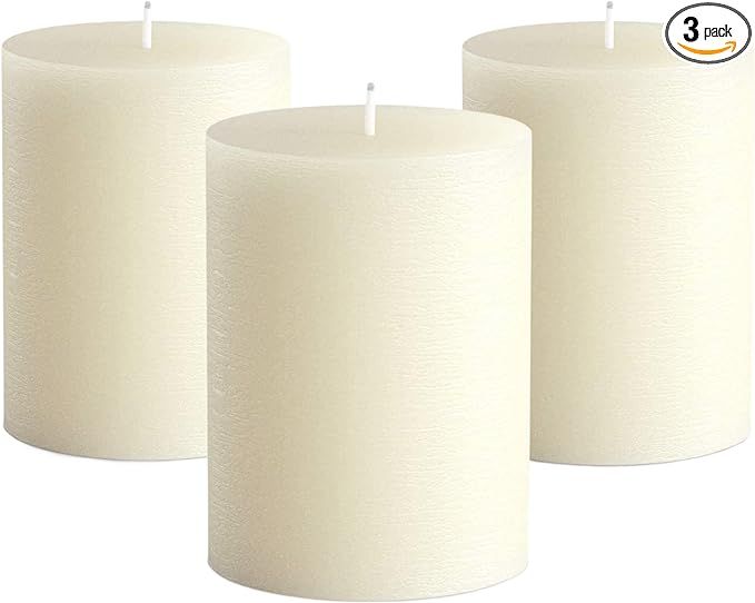 Set of 3 Pillar Candles 3" x 4" Unscented Handpoured Weddings, Home Decoration, Restaurants, Spa,... | Amazon (US)