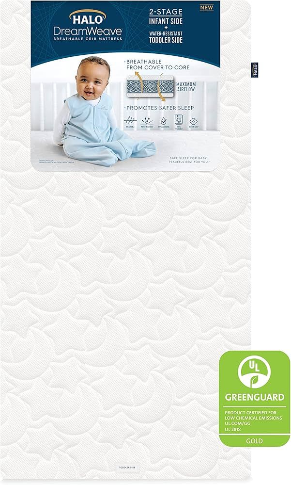 Halo DreamWeave Baby Crib Mattress and Toddler Bed, Breathable, Dual Sided 2-Stage Design, 100% B... | Amazon (US)