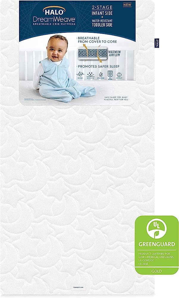 Halo DreamWeave Baby Crib Mattress and Toddler Bed, Breathable, Dual Sided 2-Stage Design, 100% B... | Amazon (US)