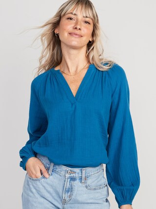 Split-Neck Blouse for Women | Old Navy (US)
