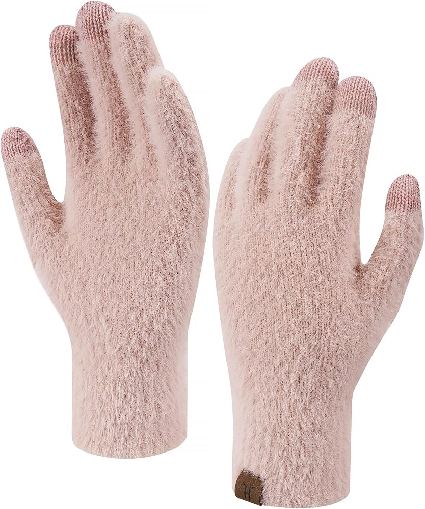 Womens Winter Touchscreen Gloves Imitation Mink Velvet Elastic Warm Gloves for Cold Weather | Amazon (US)