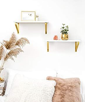 Mkono White Floating Shelves Wall Mounted Decorative Shelves Set of 2 Modern Wooden Shelves with ... | Amazon (US)