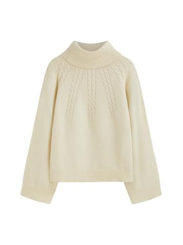 CIDER Women Cable Knit Turtleneck Modest Sweater Long Sleeve Pullover Tops | Amazon (US)
