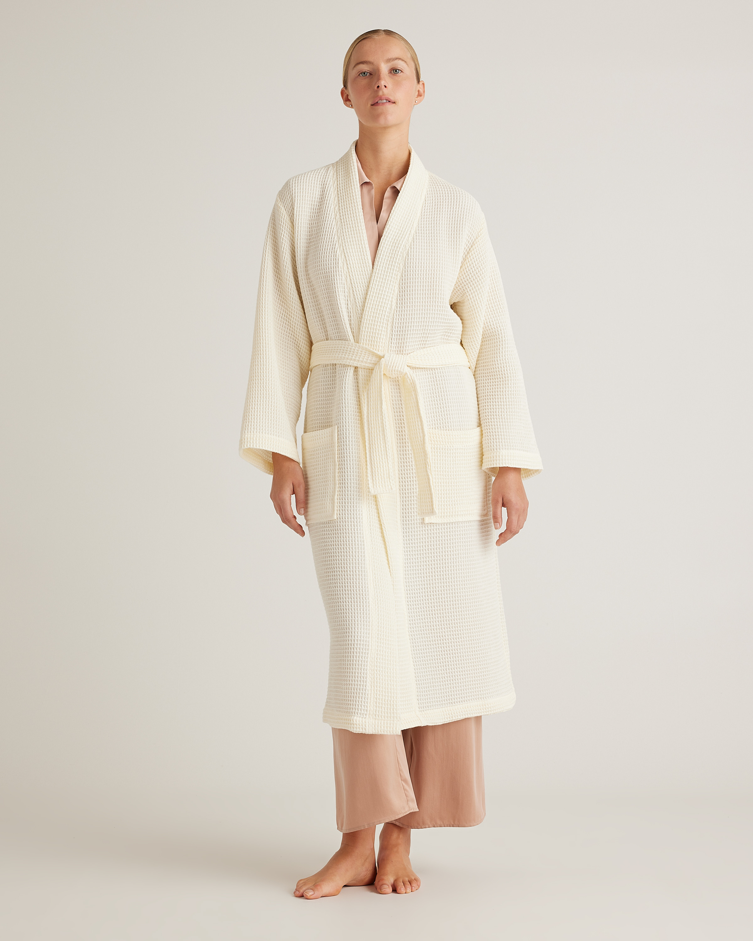 Quince | Organic Turkish Waffle Robe in Ivory, Size XS | Quince