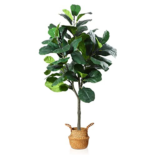 MOSADE Artificial Fiddle Leaf Fig Tree 50" Fake Potted Ficus Lyrata Plant with Handmade Seagrass Bas | Amazon (US)