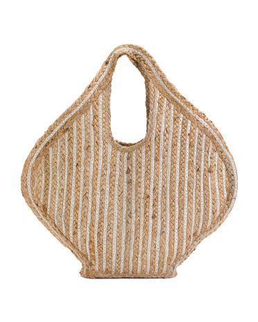 Spring Jute Stripe Tote With Top Handles | TJ Maxx