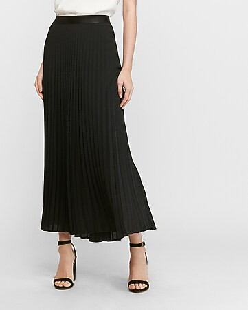 High Waisted Pleated Maxi Skirt | Express