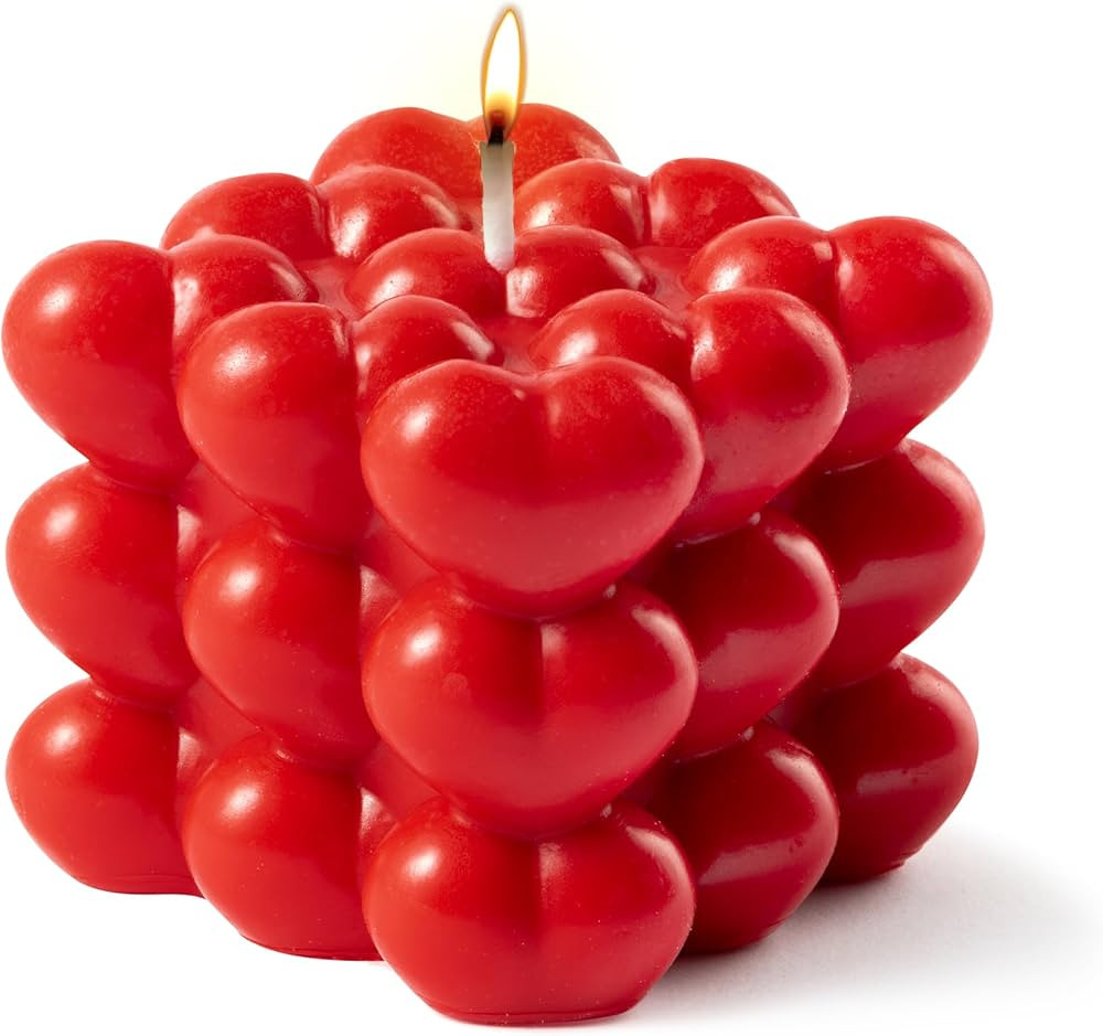 DYhuiyia Heart Shape Candle Berry Scent, Valentines Day Love Red Bubble Candle from Organic Soy W... | Amazon (US)