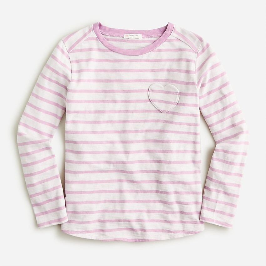 Girls' printed long-sleeve heart-pocket T-shirt | J. Crew US