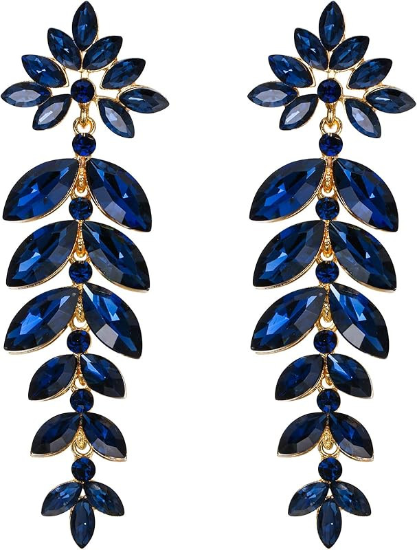 Flyonce Women's Crystal Wedding Party Vintage Style Floral Leaf Drop Dangle Chandelier Earrings | Amazon (US)