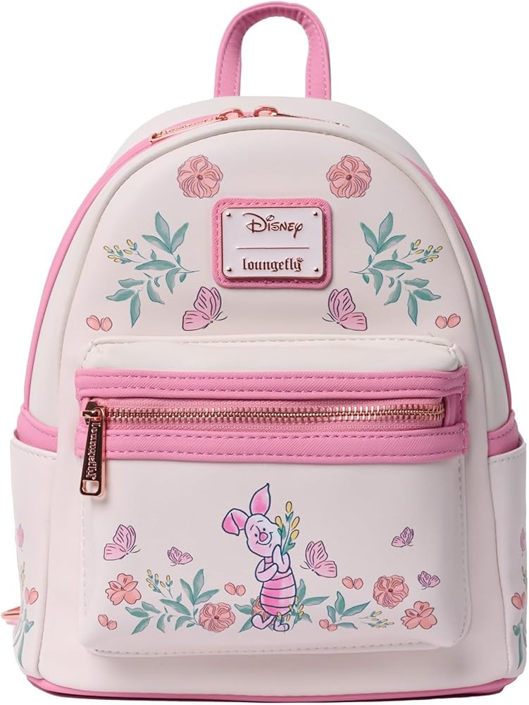 Loungefly Piglet Mini Backpack Handbag Floral Print Double Strap Shoulder Bag (Pink, Piglet) | Amazon (US)