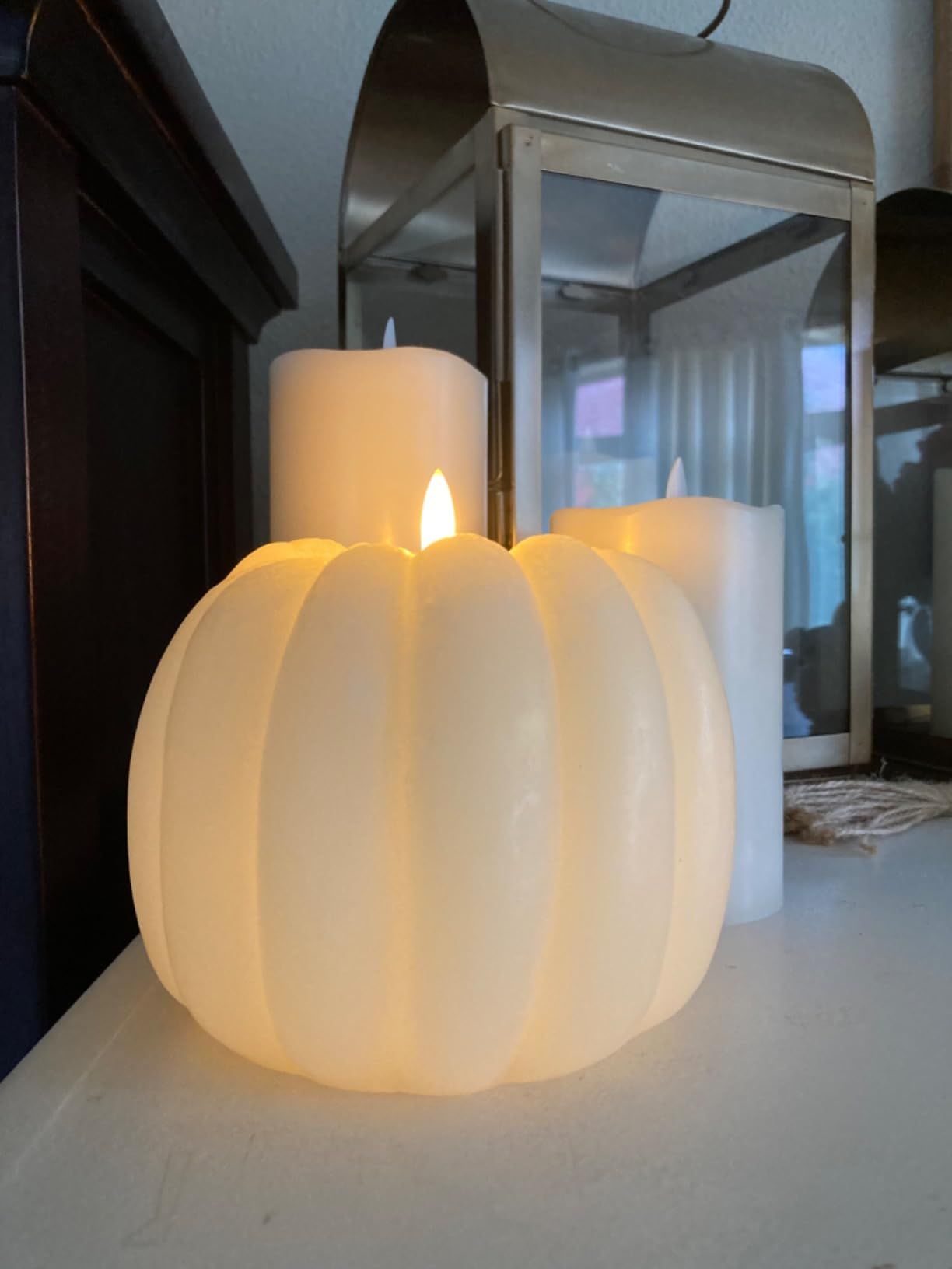 Fall Decorations for Home - Flickering Flameless Wax Pumpkin LED Candle with Timer Remote Control... | Amazon (US)