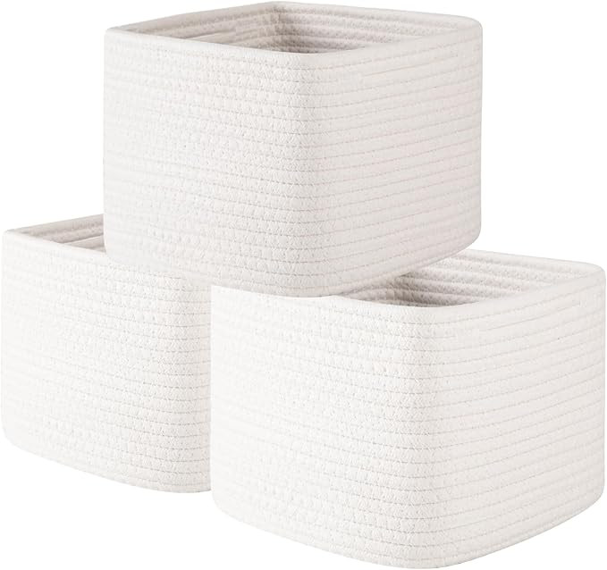 OIAHOMY 9”x9”x7” Storage Cubes, Cotton Rope Woven Baskets for Organizing, Cube Storage Bin,... | Amazon (US)