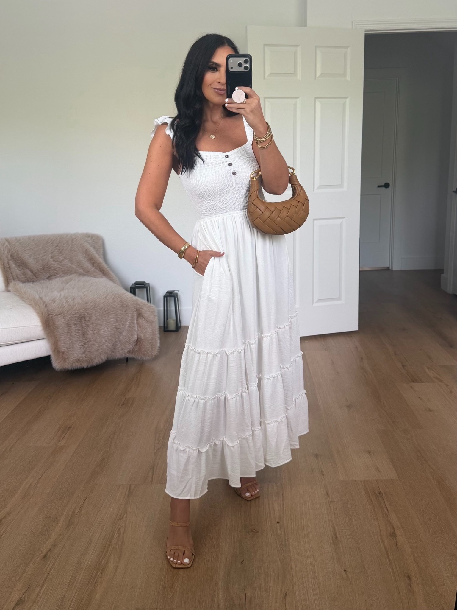 Womens Summer Casual Off The Shoulder Maxi Long Dress wearing size small.