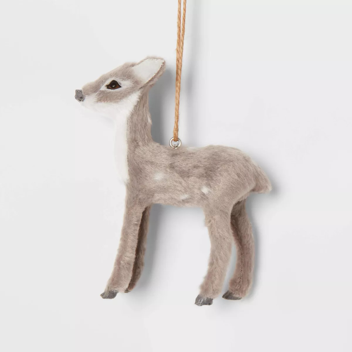 Faux Fur Deer Christmas Tree Ornament Gray with Spots - Wondershop™ | Target
