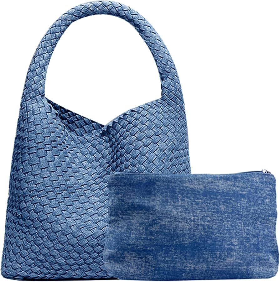 Women Vegan Leather Hand-Woven Tote Handbag Fashion Shoulder Top-handle Bag All-Match Underarm Ba... | Amazon (US)