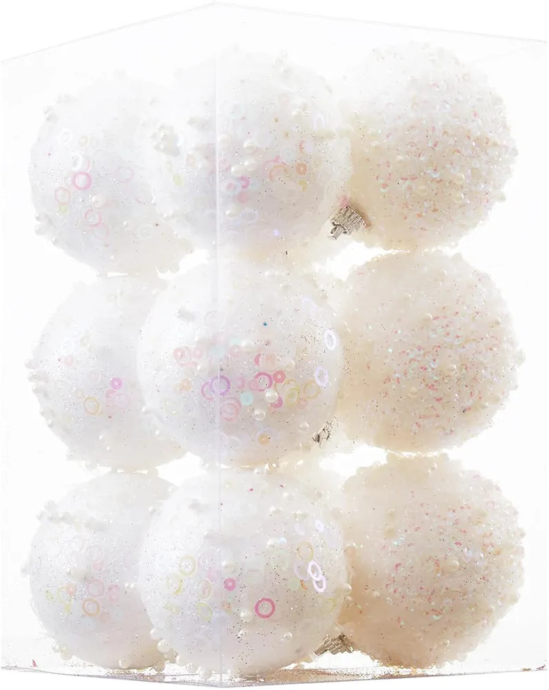 12CT Christmas Ball Ornaments, White Christmas Ball Decorations Shatterproof Plastic Hanging Pear... | Amazon (US)