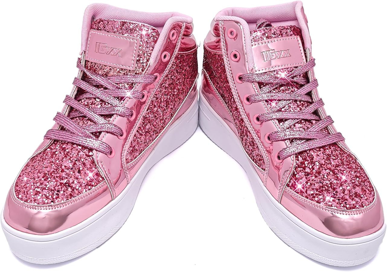IGxx Womens Platform Glitter Shoes Black High Top Sparkly Sneakers Shiny Fashion Bling Dressy Seq... | Amazon (US)
