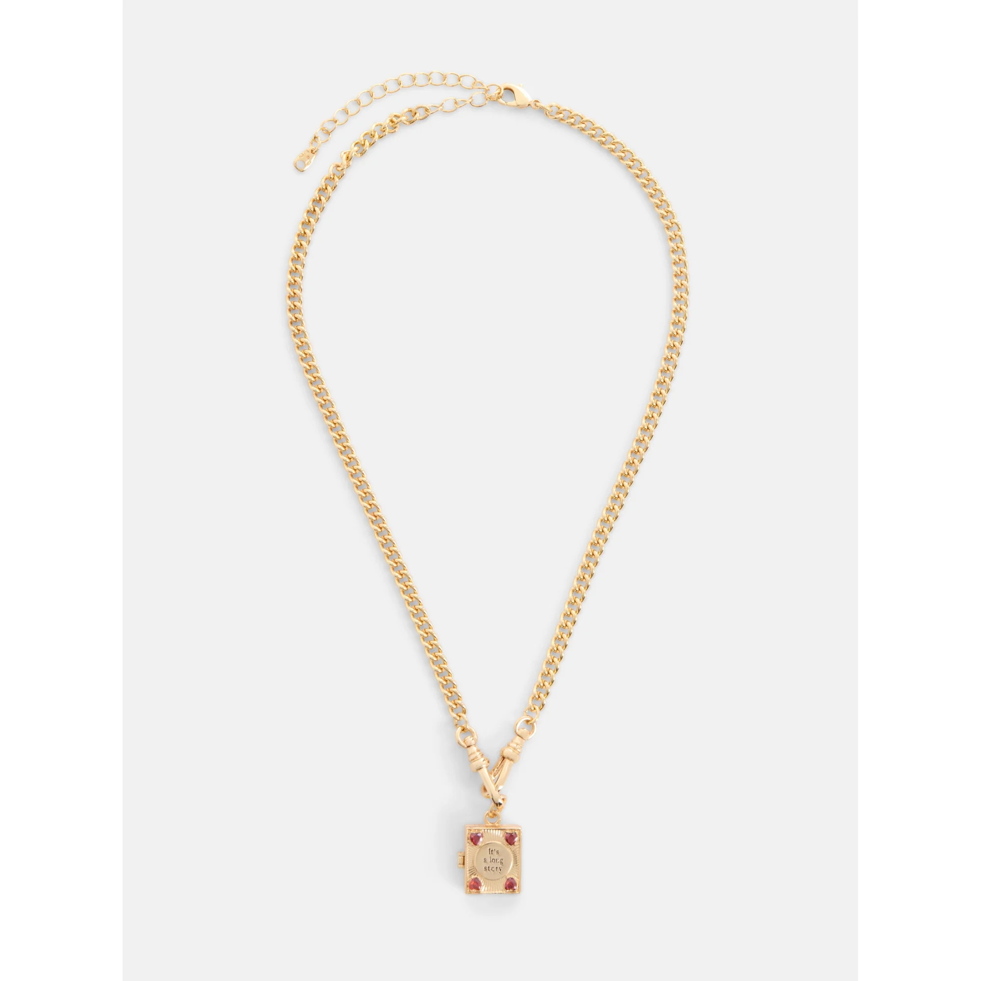 Free Assembly Women's Goldtone Book Pendant Necklace with Cubic Zirconia, 16" + 3" Extender | Walmart (US)