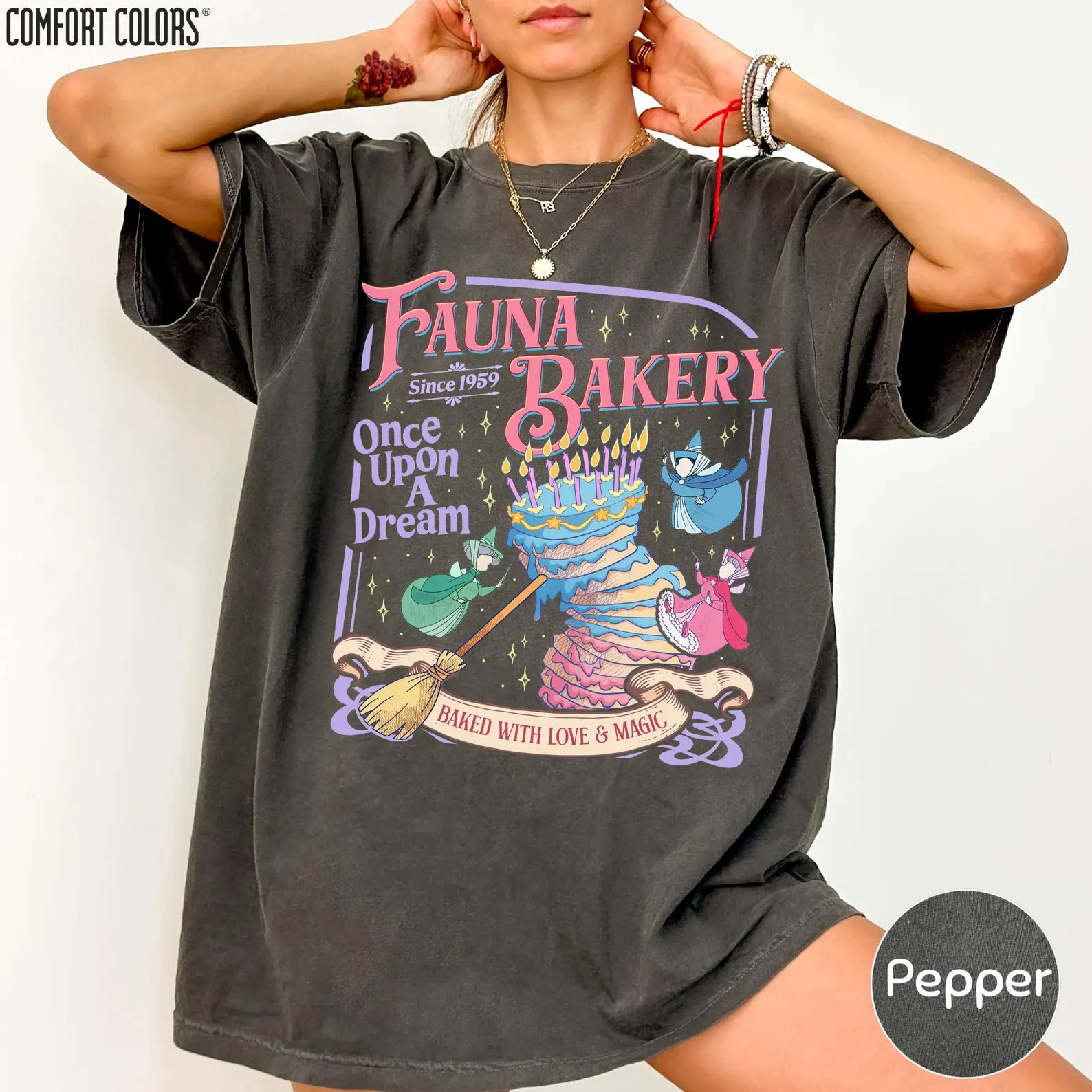 Retro Sleeping Beauty Fauna Bakery Comfort Colors Shirt, Baked With Love And Magic Tee, Aurora Pr... | Etsy (Global)