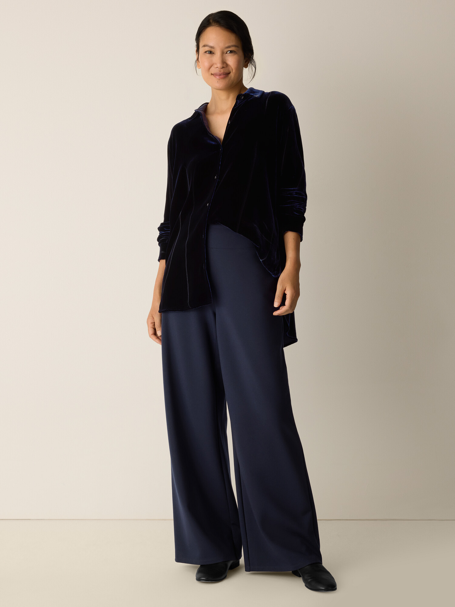 Washable Flex Ponte High Waisted Wide-Leg Pant | Eileen Fisher