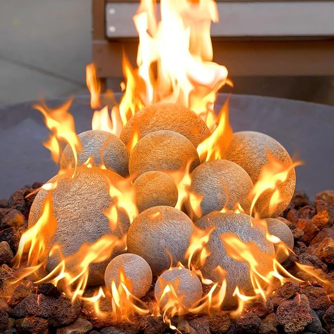 12 Pack Ceramic Fire Balls Fire Pit Balls, Mixed of 4 Size Ceramic Fiber Fireplace Balls Round Fi... | Amazon (US)