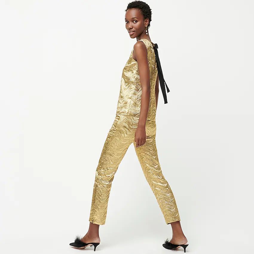 Collection bow-back top in metallic leaf jacquard | J.Crew US