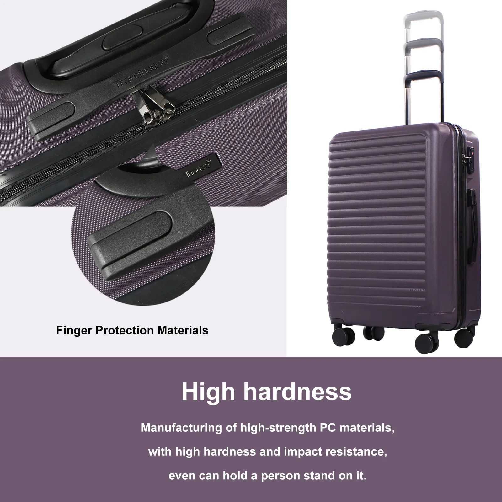 Travelhouse 3 Piece Hardside Luggage Set Hardshell Lightweight Suitcase with TSA Lock Spinner Whe... | Walmart (US)