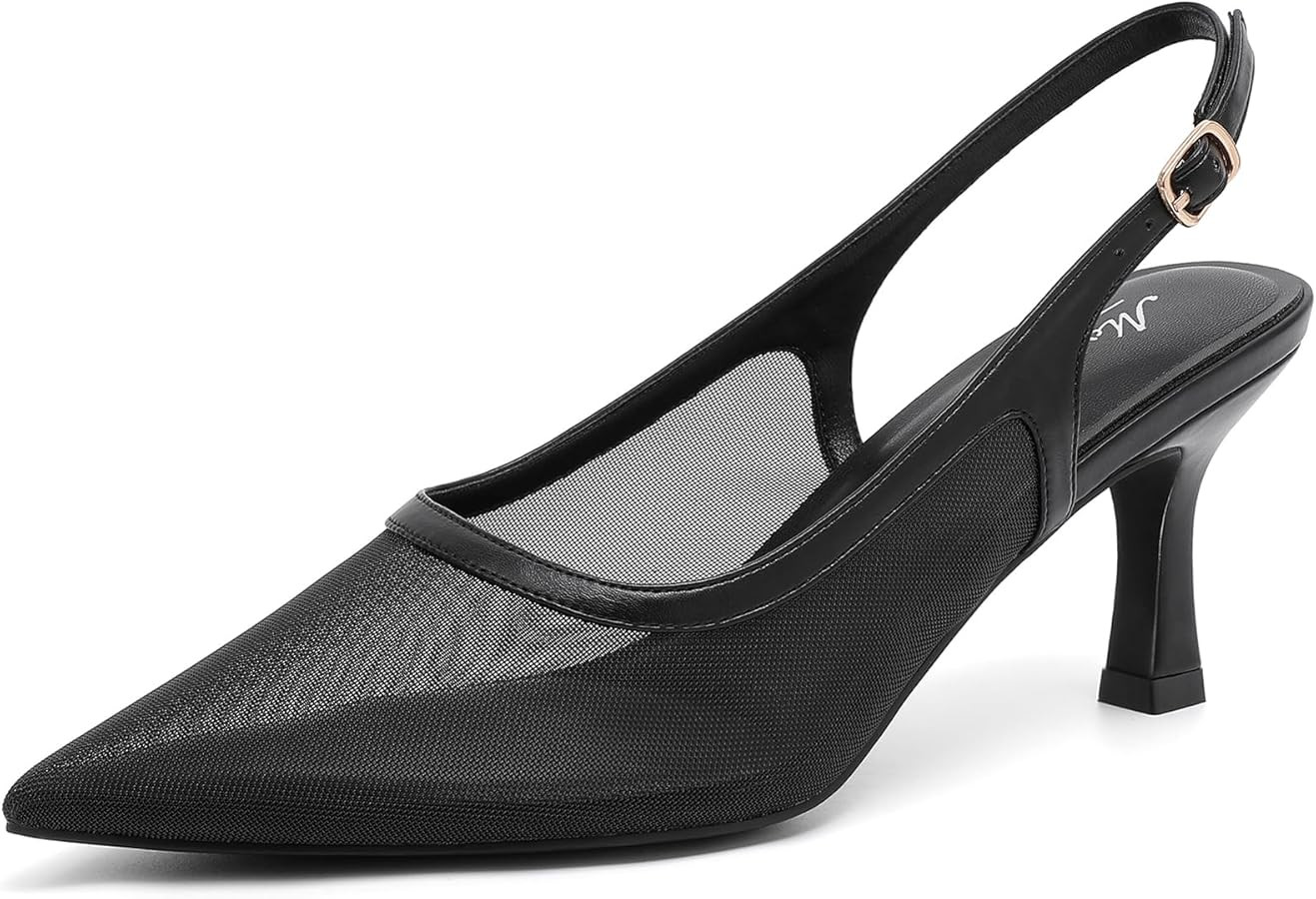 Mostrin Kitten Heels for Women Slingback Pointed Closed Toe Heels Women's Pumps Shoes for Wedding... | Amazon (US)