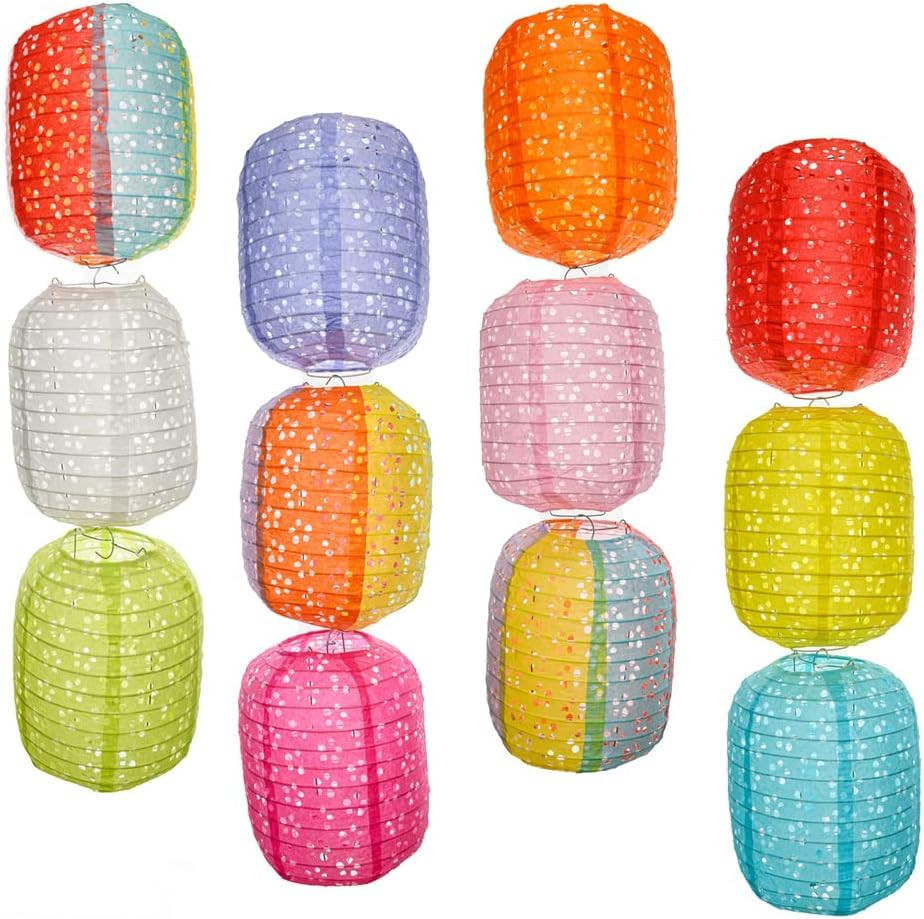 12Pcs Paper Lanterns Chinese Japanese Paper Lanterns Party Decorations Decorative Hanging Oval Pa... | Amazon (US)