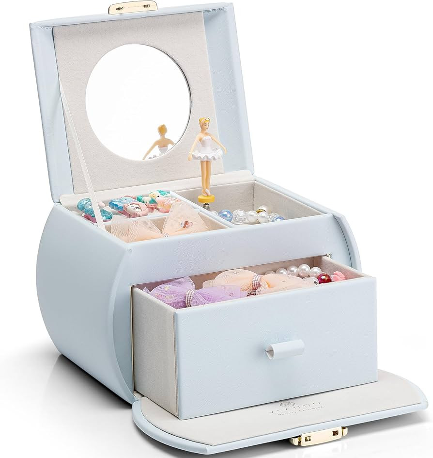 Vlando Kids Musical Jewelry Box for Girls with Drawer, Music Box with Ballerina and Stickers for ... | Amazon (US)