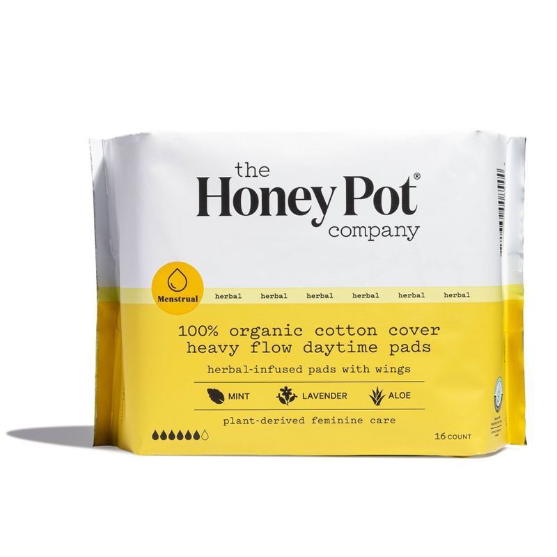 The Honey Pot Company Herbal Daytime Heavy Flow Pads with Wings, Organic Cotton Cover - 16ct | Target